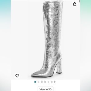 Silver knee high boots